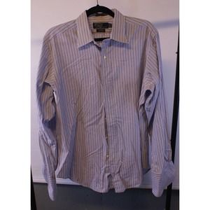 Polo Ralph Lauren Dress Shirt Men's 16-36 White Striped 100% Cotton Long Sleeve